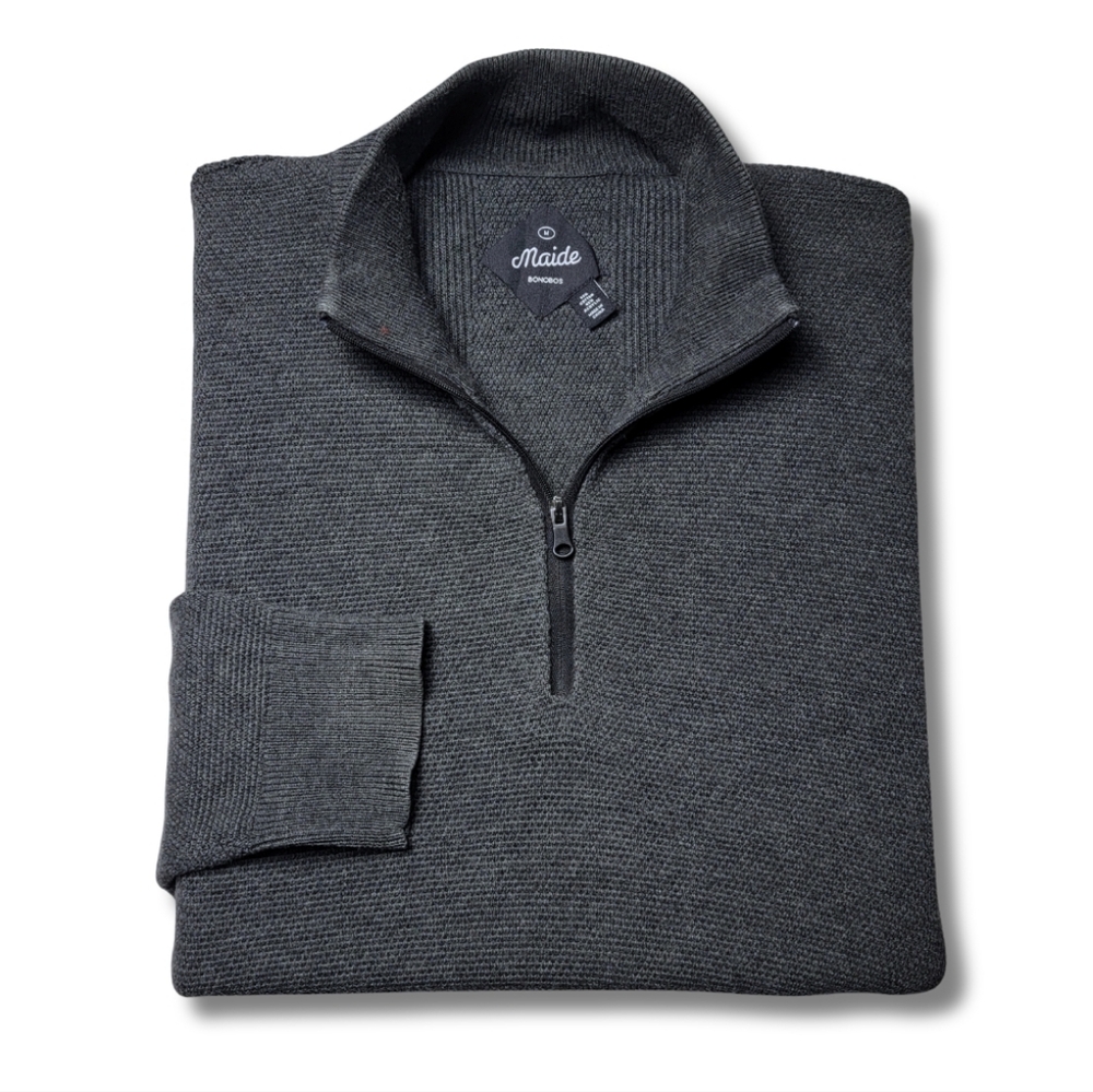 Bonobos Maide Golf Dark Gray 1/4 Zip Pullover Sweater
